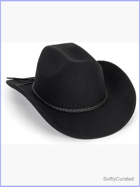 Wide Brim Cowboy Hat with Braided Rope Band - Adjustable main image 5